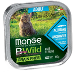 Monge Natural Superpremium BWild Grain Free Adult Cat Anchovies with vegetables – Pate terrine