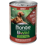 Monge BWILD Grain Free – Lamb with Pumpkin and Zucchini – AdultКонсерва без зърно – Неправилно нарязани хапки в сос – Агнешко с тиква и тиквички – за кучета в зряла възраст от всички породи