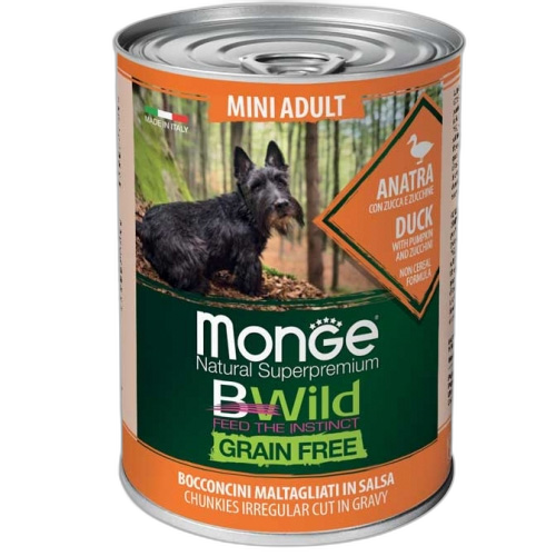 Monge BWILD Grain Free – Duck with Pumpkin and Zucchini – Mini Adult