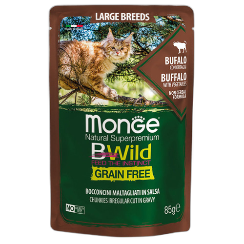 Monge Natural Superpremium BWild Grain Free All Life Stage Large Breeds Cat Buffalo with vegetables