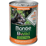 Monge BWILD Grain Free – Duck with Pumpkin and Zucchini – Puppy&JuniorКонсерва без зърно – Неправилно нарязани хапки в сос – Патица с тиква и тиквички – за подрастващи кученца от всички породи