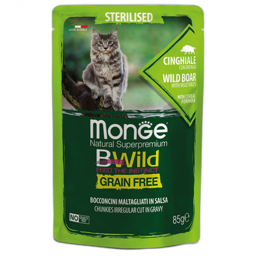 Monge Natural Superpremium BWild Grain Free Sterilised Cat Wild Boar with vegetables