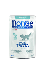 Monge Monoprotein Kitten Cat Paté Trout - Пауч за подрастващи котенца до 1 година с пъстърва и картофи