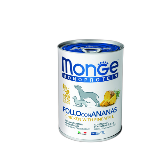 Monge Monoprotein Paté Chicken with Pineapple - Консерва пастет за кучета в зряла възраст с пилешко и ананас