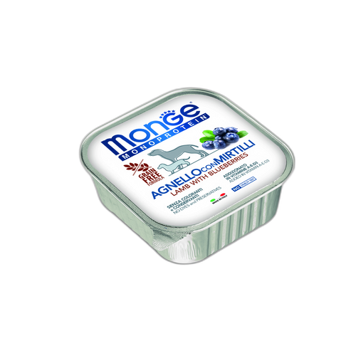 Monge Monoprotein Paté Lamb with Blueberries - Терин пастет за кучета в зряла възраст с агнешко и боровинки