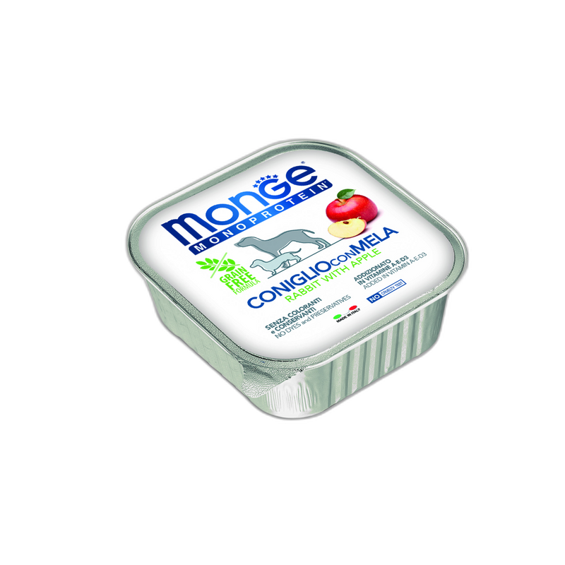Monge Monoprotein Paté Rabbit with Apple - Терин пастет за кучета в зряла възраст със заешко и ябълка