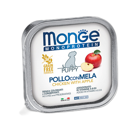 Monge Monoprotein Puppy Dog Paté Chicken with Apple - Терин пастет за подрастващи кученца с пилешко и ябълка