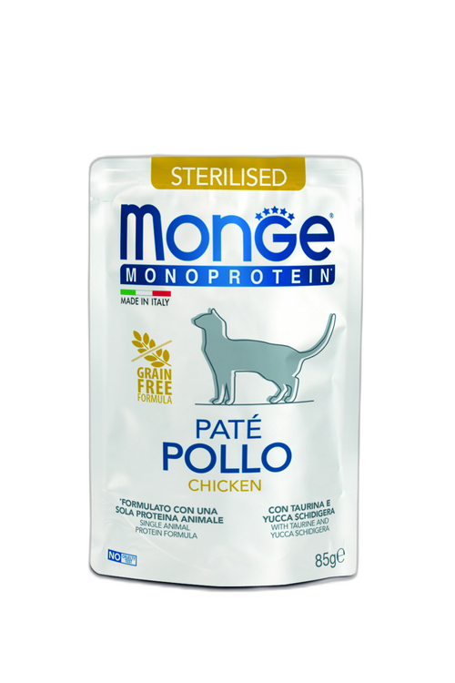 Monge Monoprotein Sterilised Cat Paté Chicken - Пауч за кастрирани котки в зряла възраст с пилешко и картофи