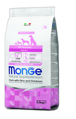 Monge Natural Superpremium All breeds Adult Monoprotein Pork with Rice and Potatoes - Пълноценна суха храна за кучета в зряла възраст от всички породи със свинско, ориз и картофи