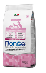 Monge Natural Superpremium All breeds Puppy and Junior Monoprotein Pork with Rice and Potatoes - Пълноценна суха храна за подрастващи кученца от всички породи със свинско, ориз и картофи