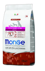 Monge Natural Superpremium Extra Small Adult Lamb with Rice and Potatoes - Пълноценна суха храна за кучета в зряла възраст от миниатюрните породи с агнешко, ориз и картофи