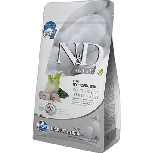 N&D White Dog, Sea Bass, Spirulina And Fennel, Puppy MedMax