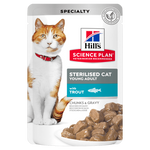 Hill's Science Plan Feline Young Adult Sterilised Pouches Trout – паучове с пъстърва
